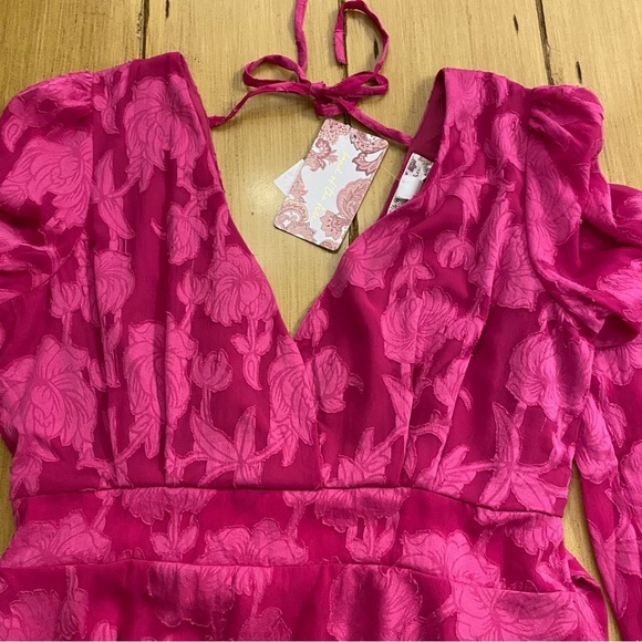 Band of the Free Women’s Pink Short Party Dress Long Sleeve Open Back New Large - Picture 16 of 16